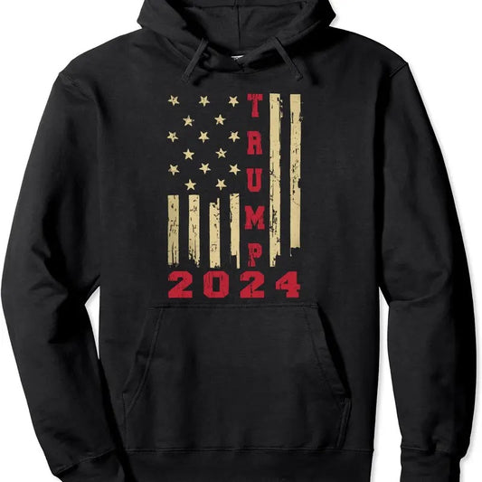Vintage American Flag Trump 2024 Election Gifts Hoodie | Unisex Hooded Sweatshirt