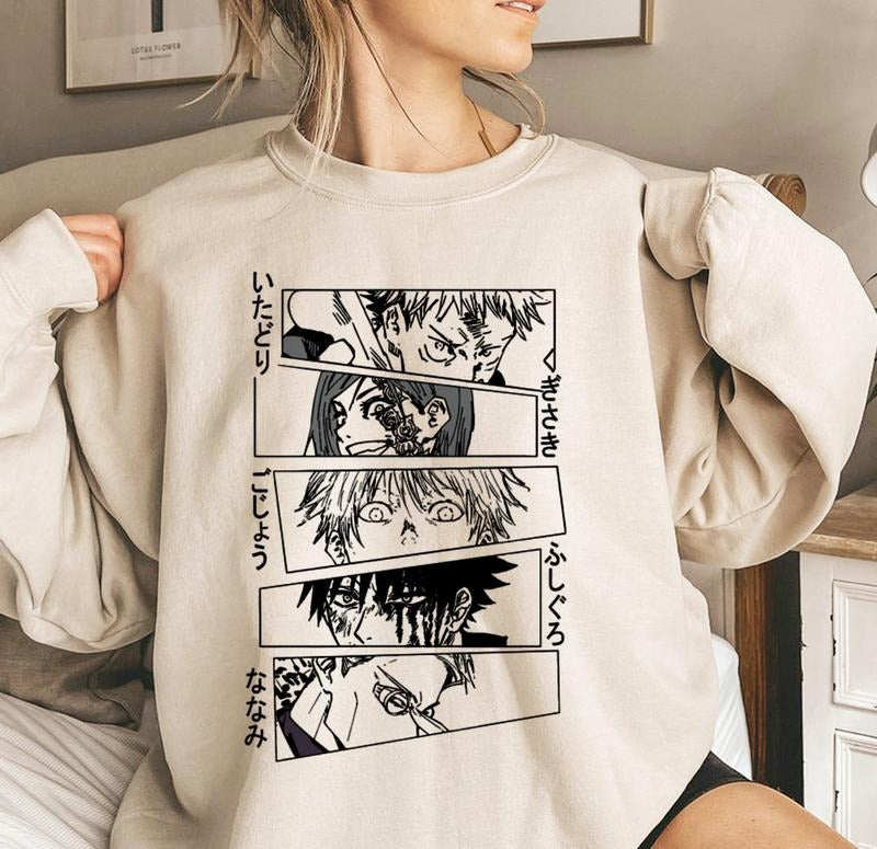 Vintage Anime hoodie, Yuji, Gojo, Megumi, Nanami Anime lover gift, Anime merch, Anime Lover Sweatshirt, Hoodie gift, Sweater, Anime Gift