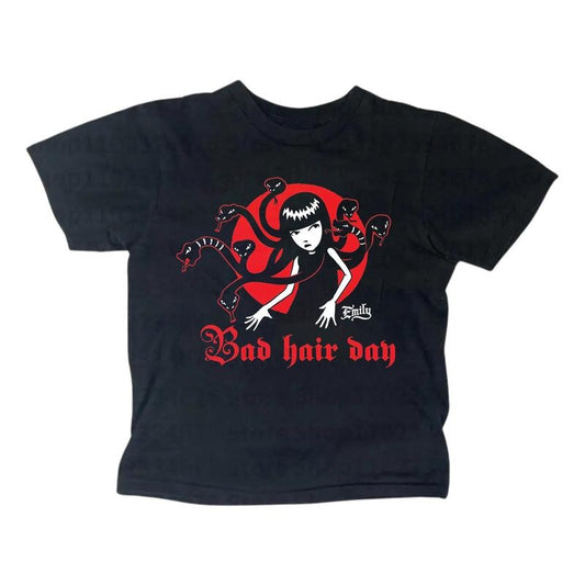Vintage Bad Hair Day Baby Tee, Gothic Emo Girl Top, Y2k Women Streetwear, Summer Girl Top, Casual Cotton Short Sleeve, Women Fitted T-Shirt