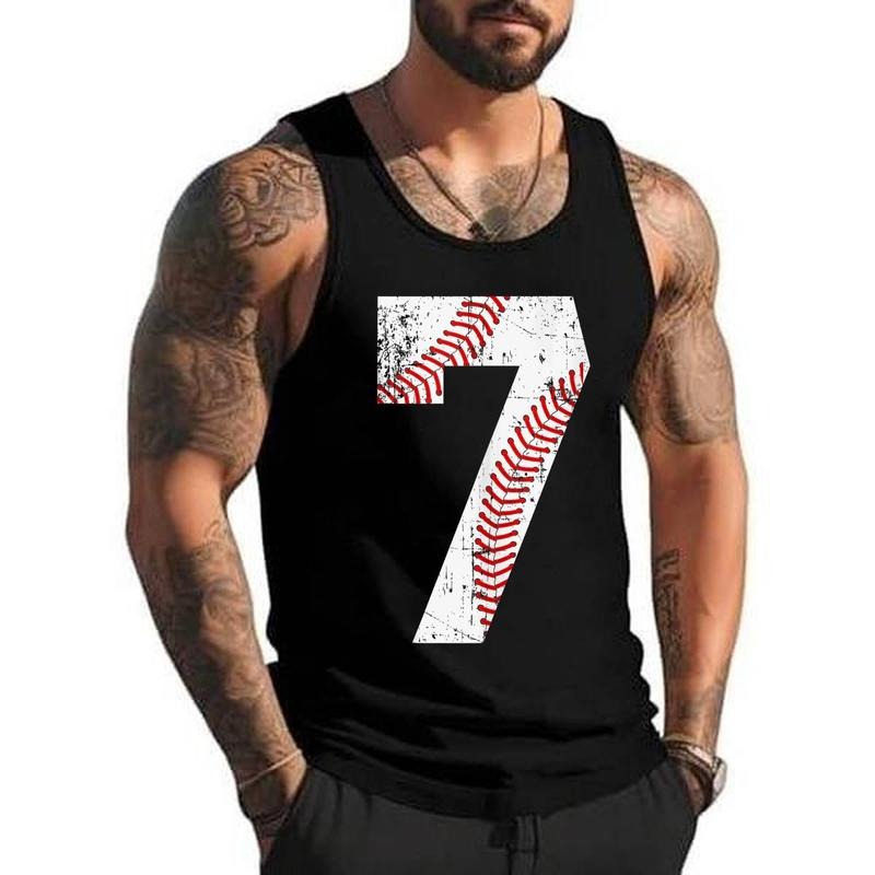 Vintage Baseball 7 Jersey Number Unisex Tank Top, Cotton, Size S-3XL