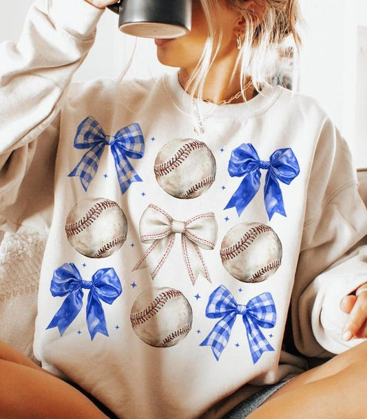 Vintage Baseball Bow Sweatshirt Coquette Baseball Game Day Mama Retro Baseball Season