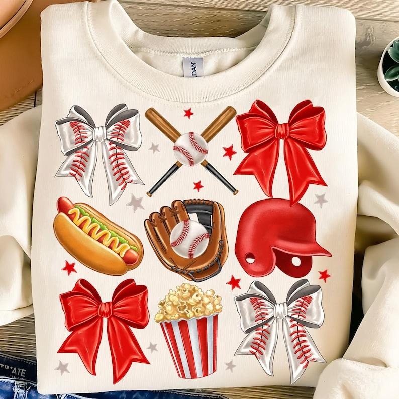 Vintage Baseball Bow , Bow Baseball , Coquette Baseball Shirt , Mama , Game Day Baseball Sweatshirt