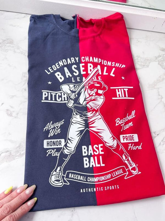 Vintage Baseball Retro Color Block Pick your Team colors custom Short Sleeve Graphic Tee Unisex Screen Printed T-Shirt Womenswear Crewneck Casual Tshirt Top