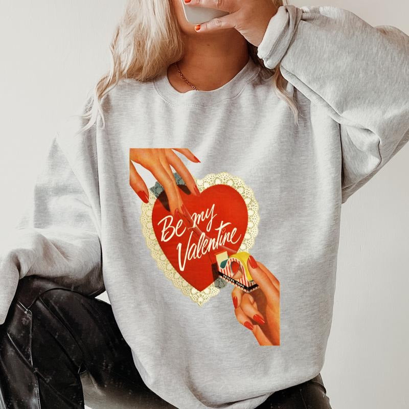 Vintage Be My Valentines Crewneck ~ Sweatshirt Unisex Apparel Relaxed Fit Printed in the USA Clothing Womenswear Casual and Comfortable