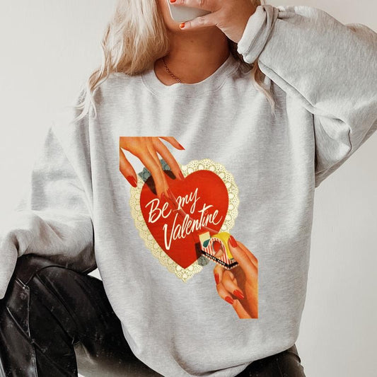 Vintage Be My Valentines Crewneck ~ Sweatshirt Unisex Apparel Relaxed Fit Printed in the USA Clothing Womenswear Casual and Comfortable