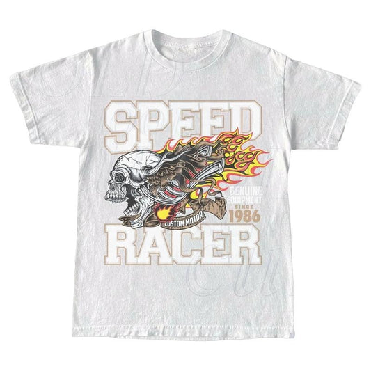 Vintage Biker Skull T-Shirt, Retro Racer Graphic Tee, 90s Skeleton Flame Shirt, Bike Life Tee, Racing Shirt Menswear Top