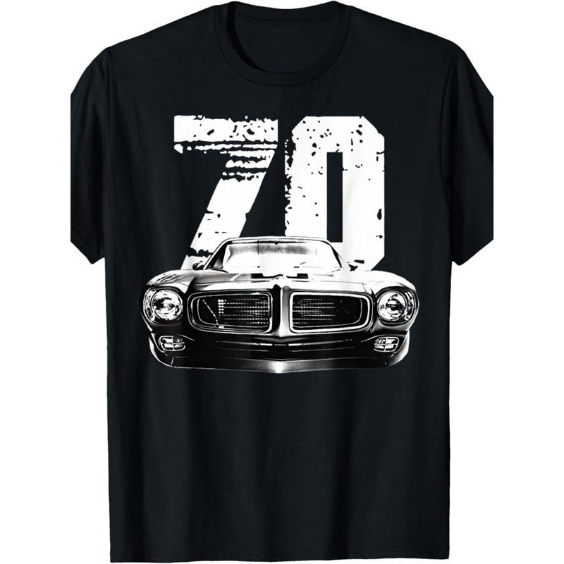 Vintage Black Car Muscle Car 70 Classic T-shirt -100% cotton 220g made in usa