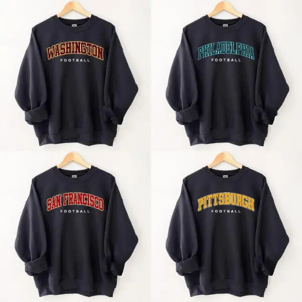 Vintage Black Football Team Sweatshirt - Classic Design for All Fans