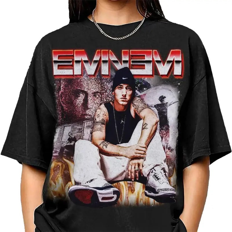 Vintage Bootleg Eminem T-Shirt, Rapper Homage Graphic T-Shirt, Eminem Rap Vintage 90s Shirt, Eminem Merch, Rapper Hip Hop Bootleg Sweatshirt, Rap Legend Sweatshirt, Gift For Fan