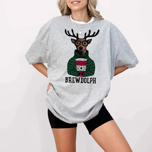 Vintage Brewdolph T-shirt, Reindeer Brewdolph Coffee Shirt, Christmas Coffee Lover Sweatshirt