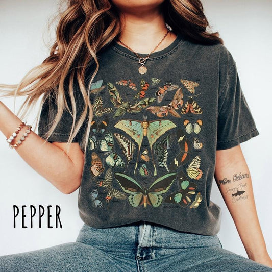 Vintage Butterfly & Moth TShirt, Cottagecore Aesthetic Shirt