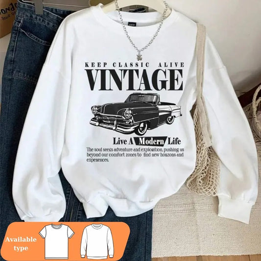 Vintage Car shirt, Car shirt, Casual T-Shirt, Keep Classic Alive, Car lover shirt, Live a morden life shirt, Letter shirt