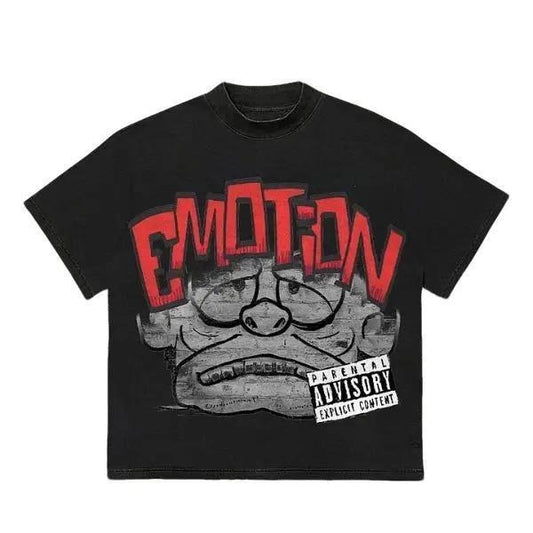 Vintage Cartoon Monster Emotion Graphic Cotton T-Shirtstyle{n002}2