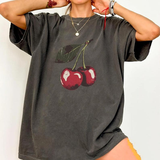 Vintage Cherry Shirt, Fruit tshirt, Summer, Food lover gift, Foodie, Cherry Lover Gift, Retro Cherry Shirt, Cherries Tee