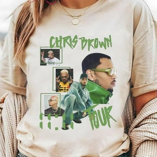 Vintage Chris Brown 1111 Tour 2024 Shirt 11 Fan Unisex Classic Fit T-Shirt, Chris Brown T-Shirt. Cotton Tshirt