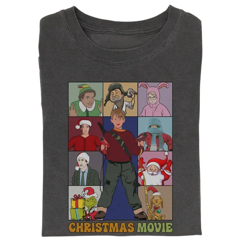 Vintage Christmas Movie Graphic Tee - Home Alone Shirt - Santa Claus - Gr1nch Shirt - T-Shirt, Top Streetwear