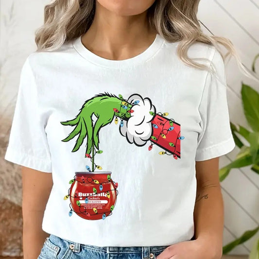 Vintage Christmas Shirt Grnnch Hand Holding Buzzballz Cranberry Blaster Funny Christmas Drinking Tshirt