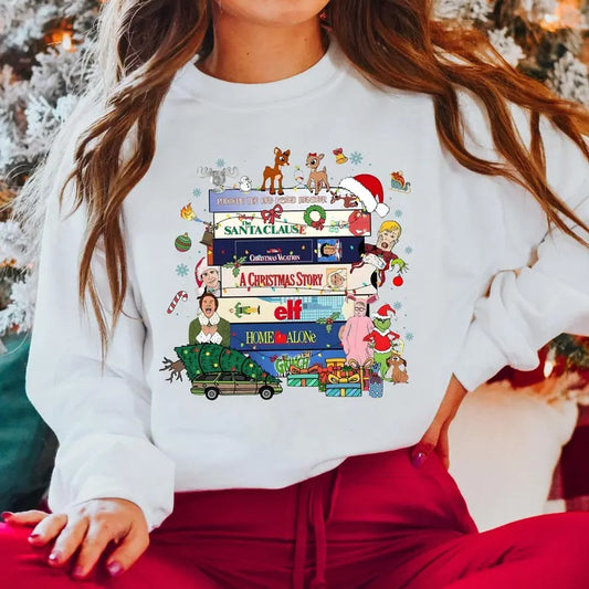 Vintage Christmas VHS Sweatshirts, Retro Christmas Movies T-shirts, Christmas 90s Movies Sweater, Nostalgic Christmas VHS Movies Shirt