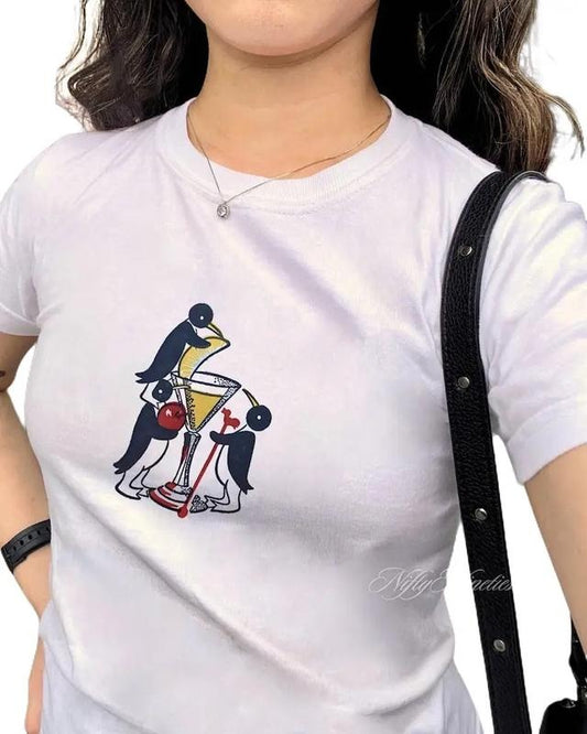 Vintage Cocktail Baby Tee, Retro Bar Cocktail, Baby Tee Y2k, 90s Shirt, Coquette Clothing, Vintage Graphic Top, Y2k Tee