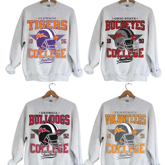 Vintage College Football NCAA Sweatshirt All Teams NCAA Crewneck Menswear, Soft Classic Sweaters Long Sleeve