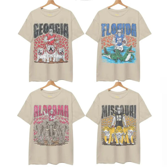 Vintage College Football Sand T-shirt, Vintage T-shirt All Teams NCAA, Classic Sport T-shirt, Gifts For Sport. Cotton