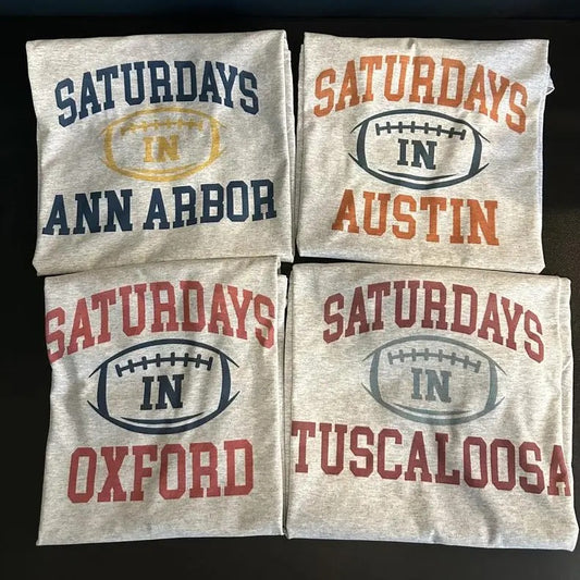 Vintage College Football Saturdays In Your City Ash Grey Color T-Shirt