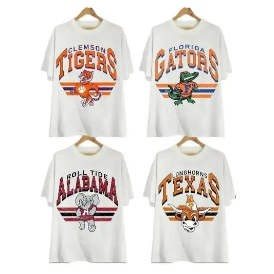 Vintage College NCAA Unisex White T-shirt, Vintage T-shirt All Teams NCAA, Classic Sport T-shirt, Gifts For Sport. Cotton Menswear Top