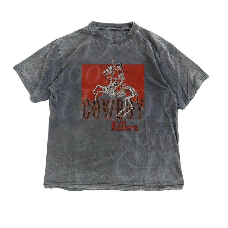 Vintage Cowboy 90s T-Shirt, Western Retro Graphic Shirt, Skeleton Wild West Tee, Rodeo Shirt, Western Gift