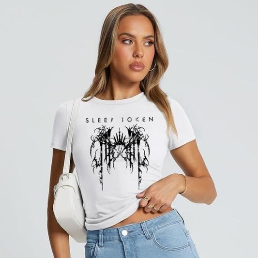 Vintage Design Sleep Token "Grunge" Limited Edition Exclusive Baby Tee Made Of Bella Canvas Fabric, Gift For Rock Music Lovers