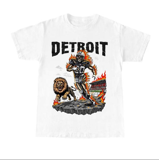 Vintage Detroit Football Cotton Skeleton T-Shirt Unisex Design
