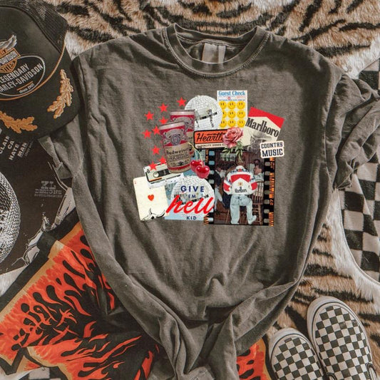 Vintage Dive Bar Collage T-shirt, vintage crewneck sweatshirts, western outfit women, cowgirl outfits, western clothing stuff tops, country concert outfits, western style clothes