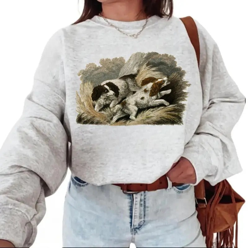Vintage Dog Hunting Sweatshirt T-shirt, Hello Hunting Season Funny Hoodie, Unisex Nature Animal Lover Cotton Womenswear Garment Day