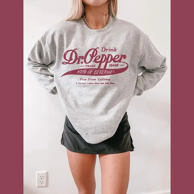 Vintage Dr Peppeer Sweatshirt - Retro Soda Dr Pepperrrr Gifts for Her - Gildan Crewneck Sweatshirt for Fall and Winter