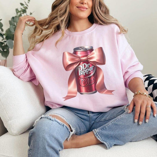 Vintage Dr Pepper Coquette Sweatshirt, Pink Bow Dr Pepper Soda Lover Gift Idea, Diet Gifts