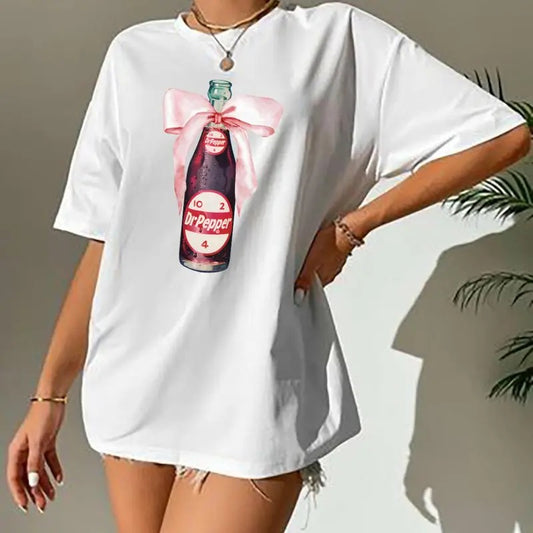 Vintage Dr Pepper With Pink Bow T-Shirt, Drink With Bow Shirt, Just a Girl Who Loves Diet Coke, Weatercolor Bow, Gift For Her, shirt summer see