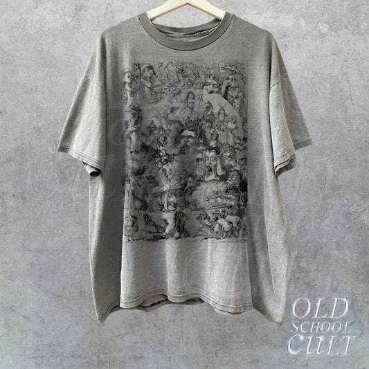 Vintage Dreamy Art Graphic Shirt, Retro Creepy 90s Shirt, Abstract Art Cotton Shirt, Line Art Vintage Tee, Oversized Cool Gift