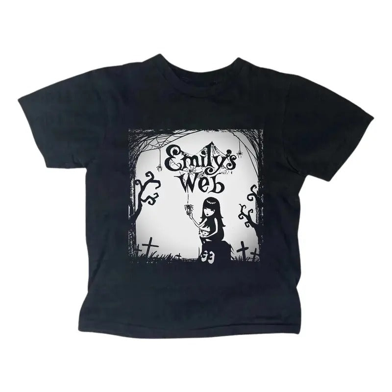 Vintage Emily Strange Baby Tee, Gothic Emo Girl Baby Tee, Y2k Top Women Streetwear, Grunge 2000s, Women Fitted T-Shirt Womenswear Summer