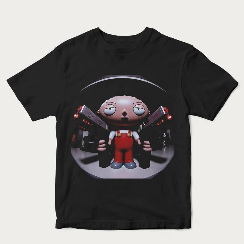 Vintage Family Guy Stewie Scarface Parody Tee, Meme 90s Shirt, Funny Shirt, Unisex Cotton Crewneck T-Shirt - Medium, Short Sleeve, Casual Streetwear Printed Tee