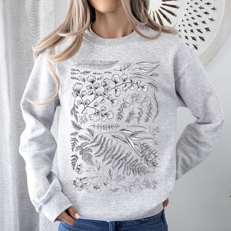 Vintage Fern Illustration, Botanical, Nature Sweatshirt