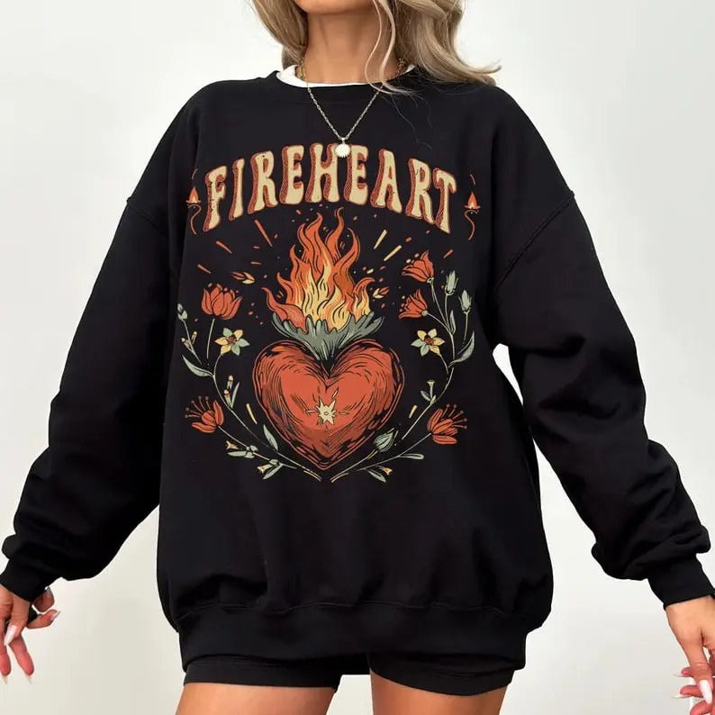 Vintage Fire-heart Sweatshirt, To Whatever End Sweatshirt, SJM quotes, Throne of Glass Sweatshirt, SJM tee, You do not yield Sweatshirt