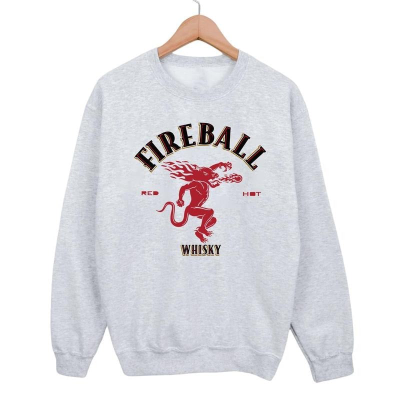 Vintage Fireball Whisky Crewneck Sweatshirt, Firebal Fan Gift, Party Sweatshirt For Fall and Winte