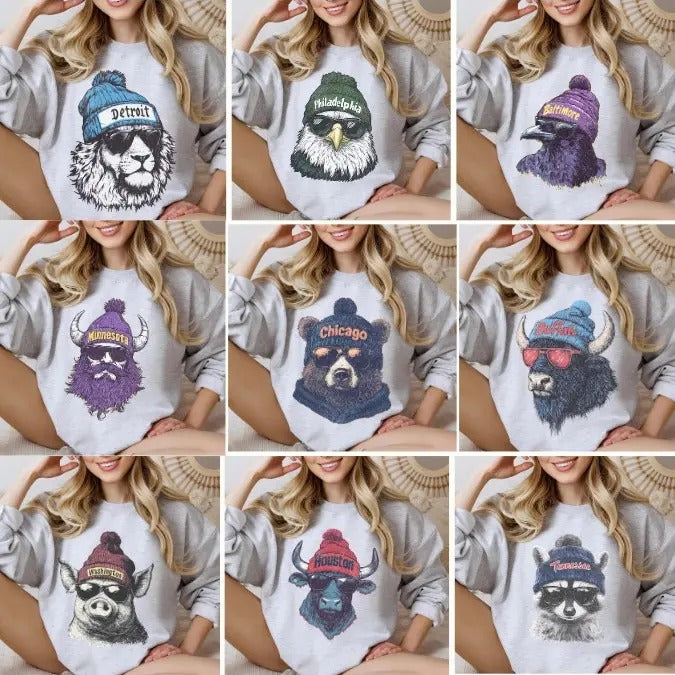 Vintage Football Mascot Christmas Crewneck Sweatshirt,Football Retro Shirt