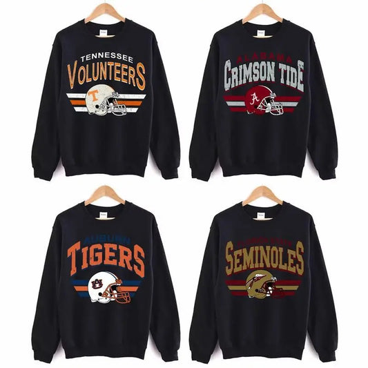 Vintage Football NCAA Sweatshirt, Vintage Sweatshirt All Teams NCAA, Black Classic Sport Sweatshirt, Gifts For Football Fan Sport. Cotton Jersey men's  sweatshirts vintage  clothing