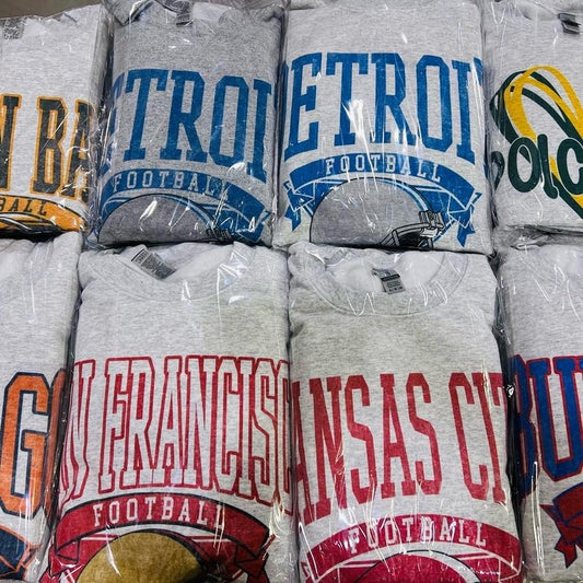 Vintage Football Sweatshirt Hometown Team Pullovers Sublimation Print Long Sleeve Casual Fabric Menswear Soft Cozy Retro Style Comfortable All-Season Wear