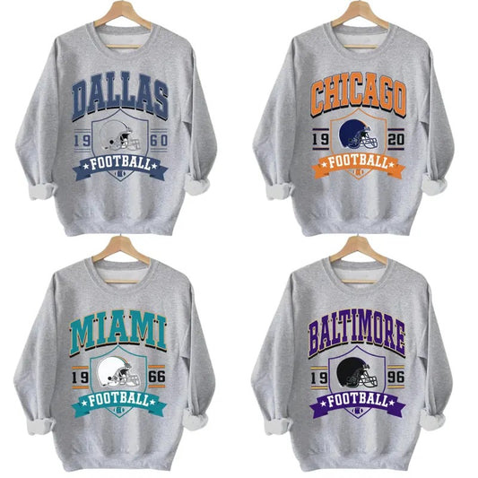 Vintage Football Team Crewneck in Sport Grey - Sweatshirt for Fan Sport