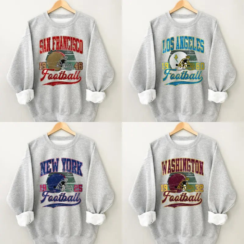 Vintage Football Team Sweatshirt - Classic Design Sport Grey for All Fans