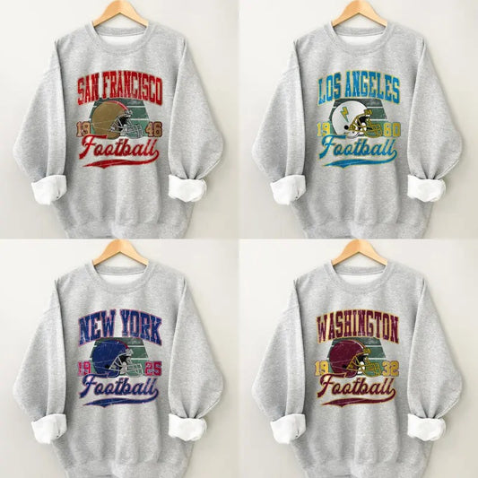Vintage Football Team Sweatshirt - Classic Design Sport Grey for All Fans