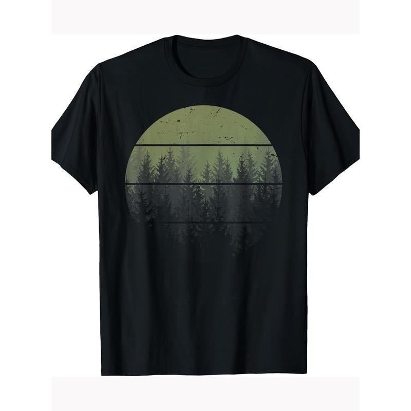 Vintage Forest Trees Outdoor Nature Women Men Vintage Graphic T-shirt 100% cotton T-shirt Made in USA