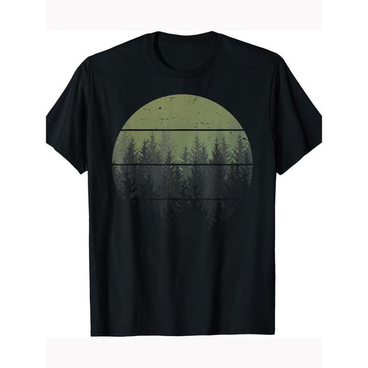 Vintage Forest Trees Outdoor Nature Women Men Vintage Graphic T-shirt 100% cotton T-shirt Made in USA