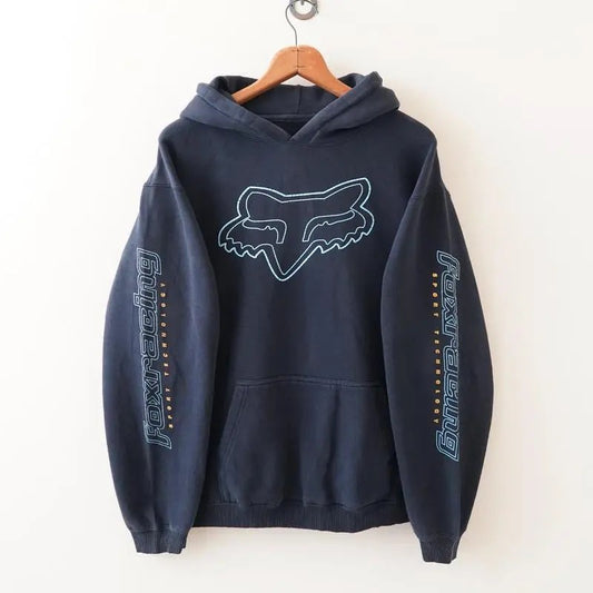 Vintage Fox Racing Motocross Distressed Faded Navy Blue Hoodie Fitsv, Fox Racing Unisex Shirt, Perfect for Moto Fans Top
